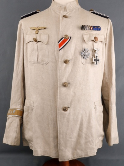 WWII GERMAN THIRD REICH AFRIKA CORPS TUNIC W MEDAL