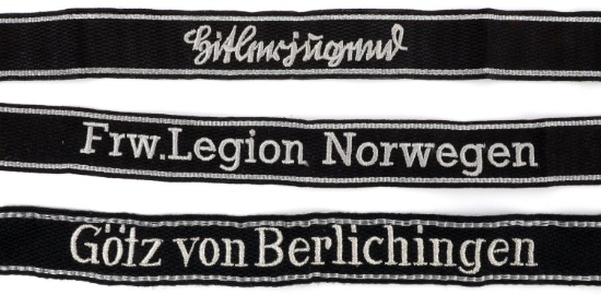 LOT OF 3 WWII GERMAN THIRD REICH CUFF TITLES