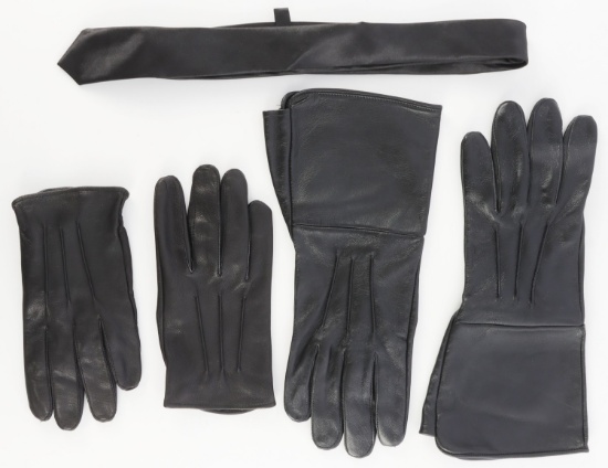 WWII GERMAN SS STYLE LEATHER GLOVES AND SILK TIE