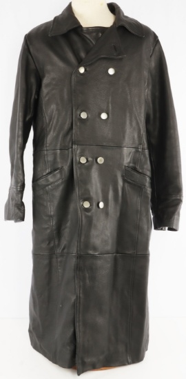 WWII GERMAN GESTAPO STYLE LEATHER TRENCH COAT