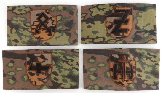 LOT OF 4 WWII DUTCH WAFFEN-SS NEDERLAND ARMBANDS