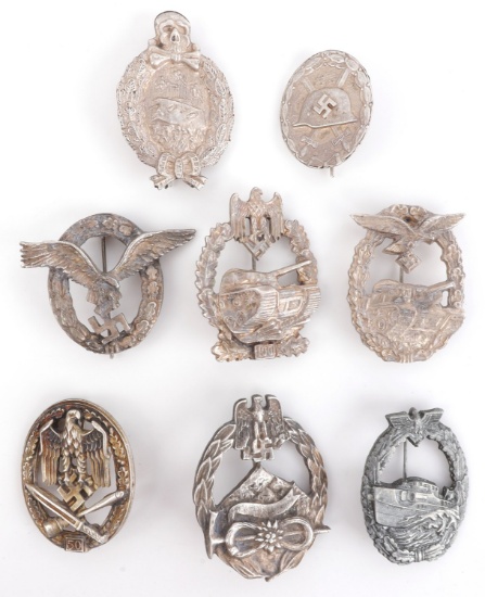 LOT OF 8 WWII GERMAN THIRD REICH BADGES & MEDALS