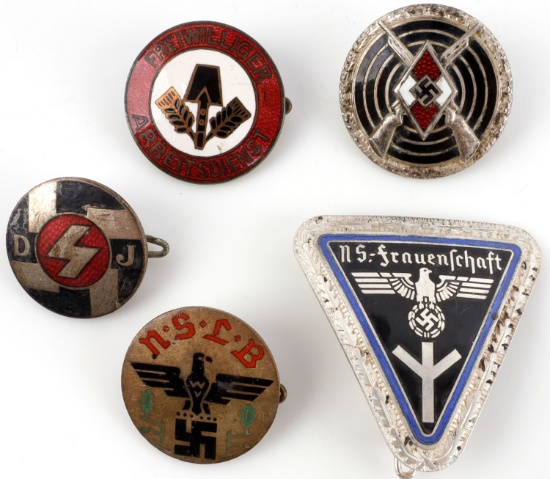 WWII GERMAN ENAMELED PARTY PINS HITLER YOUTH RAD