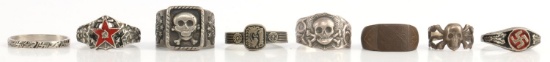 LOT OF 8 WWII GERMAN & RUSSIAN MIXED RINGS