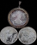 3 .999 FINE 1 OZT OUNCE SILVER ROUNDS 1 A PENDANT