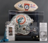 DOLPHINS 1972 PERFECT SEASON HELMET SIGNED & BALL