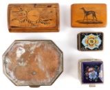 LOT OF 5 PILL BOXES 1 VOLUPTE GREYHOUND FLORAL