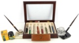 LOT OF 18 FOUNTAIN PENS & RELATED ITEMS
