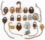 LOT OF 16 ANTIQUE AND VINTAGE PADLOCKS