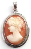 18K WHITE GOLD ANTIQUE CAMEO PENDANT