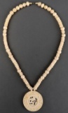 LARGE ANTIQUE IVORY CHINESE DRAGON PENDANT