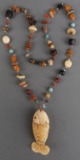 LARGE FISH PENDANT & NECKLACE ANTIQUE IVORY