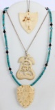 LOT OF 3 ANTIQUE IVORY PENDANTS VARIOUS THEMES