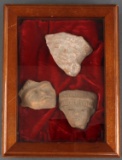 WOOD CASE W 3 AZTEC EFFIGY PIECES