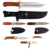 6 BRASS & WOOD KNIVES WINCHESTER BOWIE BOOT DAGGER