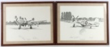 LOT OF 2 P-38 & P-51 PILOT SIGNED MAX CRACE PRINTS