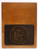 U.S. ARMY SEAL ON 5 1/2 X 6 1/2 INCH BRASS PLINTH