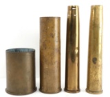 LOT 4 WWII ORDNANCE BRASS ARTILLERY SHELL CASINGS