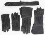 WWII GERMAN SS STYLE LEATHER GLOVES AND SILK TIE