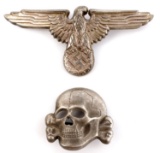 WWII GERMAN REICH SS VISOR SET TOTENKOPF AND EAGLE