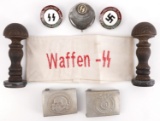 LOT OF 8 WWII GERMAN THIRD REICH VARIOUS SS ITEMS