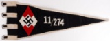 WWII GERMAN THIRD REICH HITLERJUGEND PENNANT