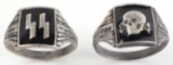 LOT OF 2 WWII GERMAN RING TOTENKOPF AND SS RUNES