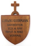 WWII GERMAN THIRD REICH SOLDIER MEMORIAL PLAQUE