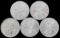 LOT 5 SILVER AMERICAN EAGLE .999 FINE 1 OZT COINS