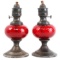 LOT 2 GORHAM RED RUBY GLASS OIL LAMP YC 3060 PAIR