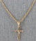 16 IN DIAMOND CUT 14K ROPE CHAIN NECKLACE W CROSS
