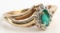 10K YELLOW GOLD EMERALD DIAMOND RING SIZE 6.75