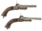2 DOUBLE BARREL BOXLOCK 12MM PINFIRE PISTOL SET
