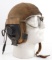 WWII US NAVY CANVAS FLIGHT HELMET & AO GOGGLES