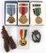 6 PC LOT WWII NAMED MEDALS & OMAHA BEACH SHRAPNEL
