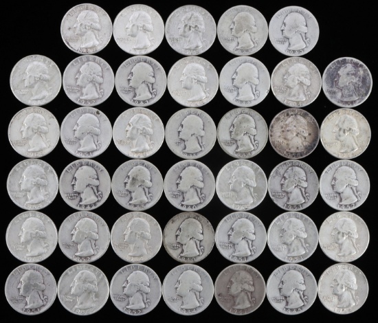 90% SILVER WASHINGTON QUARTER LOT $10 FACE VALUE