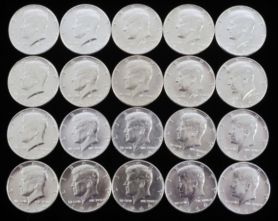 LOT KENNEDY HALF DOLLAR COINS BU STACK $10 FACE
