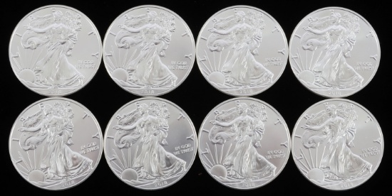 2018 8 SILVER AMERICAN EAGLE .999 FINE 1 OZT COINS