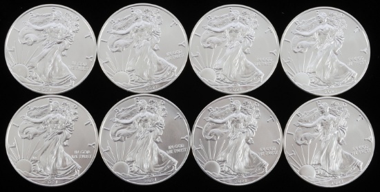 2021 8 SILVER AMERICAN EAGLE .999 FINE 1 OZT COINS
