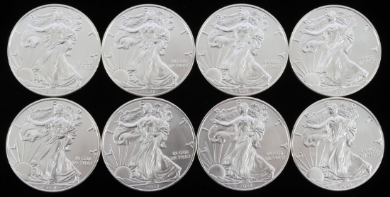 2021 8 SILVER AMERICAN EAGLE .999 FINE 1 OZT COINS