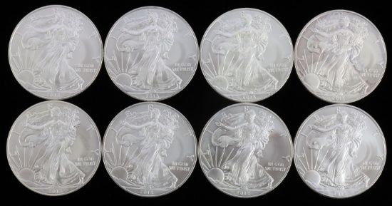 LOT 8 2013 1 OZT OUNCE SILVER AMERICAN EAGLE COINS