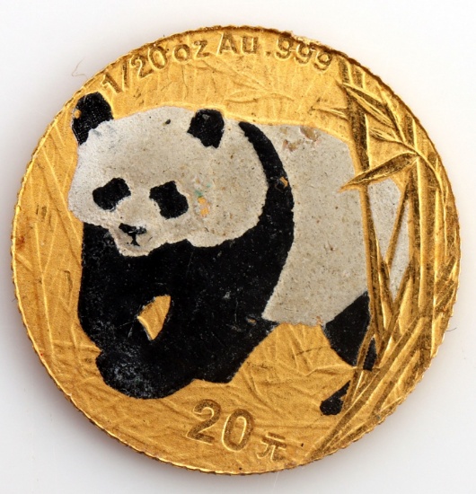 2001 20 YUAN GOLD CHINESE PANDA 1/20 OUNCE