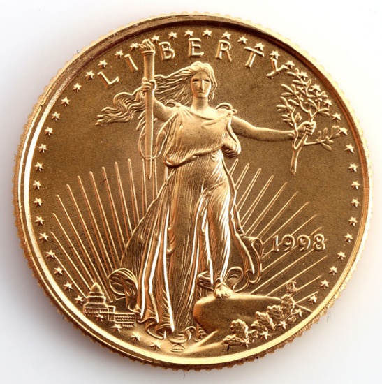 1998 GOLD 1/10 OZT OUNCE AMERICAN EAGLE BU COIN