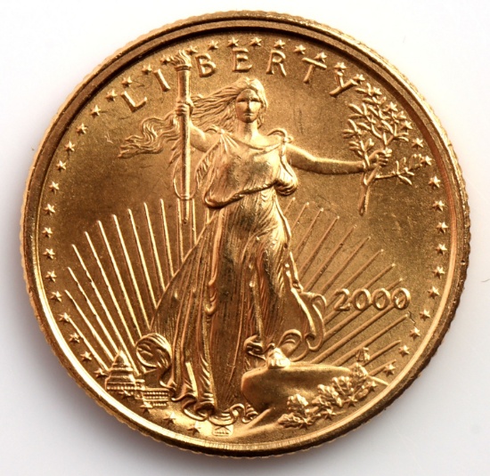 2000 GOLD 1/10 OZT OUNCE AMERICAN EAGLE BU COIN