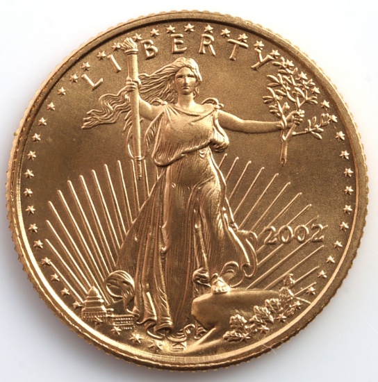 2002 GOLD 1/10 OZT OUNCE AMERICAN EAGLE BU COIN