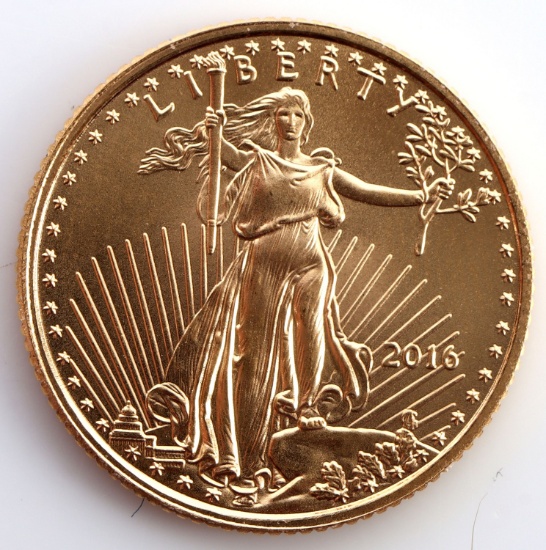 2016 GOLD 1/10 OZT OUNCE AMERICAN EAGLE BU COIN