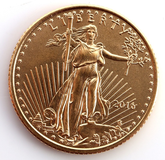 2016 GOLD 1/10 OZT OUNCE AMERICAN EAGLE BU COIN