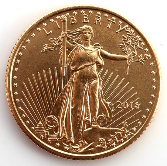 2016 GOLD 1/10 OZT OUNCE AMERICAN EAGLE BU COIN