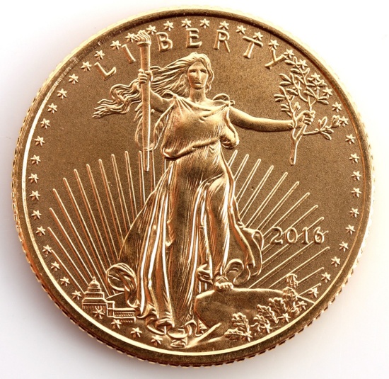 2016 GOLD 1/10 OZT OUNCE AMERICAN EAGLE BU COIN