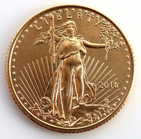 2016 GOLD 1/10 OZT OUNCE AMERICAN EAGLE BU COIN